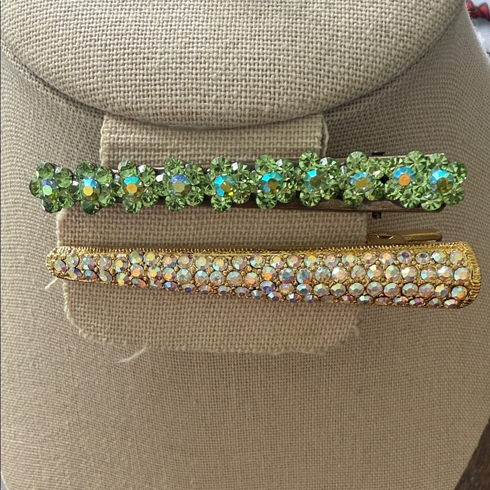 Elegant Green and Gold Hair Clips Bundle
